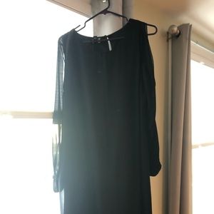 Open sleeve black cocktail dress